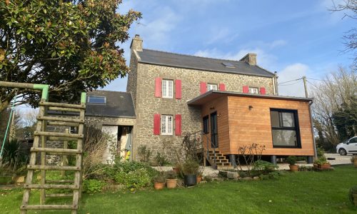 Architecte, Finistère, Extension, Ossature bois, Bardage Pin Douglas, Dalle Bois Contemporain Conception Agrandissement